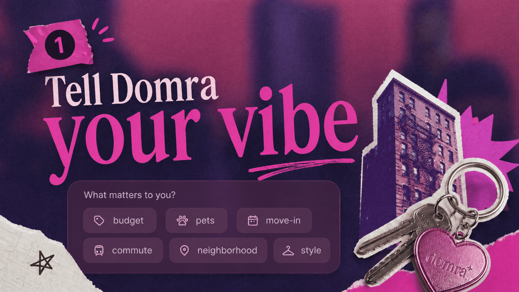 Step one: tell Domra your rental vibe