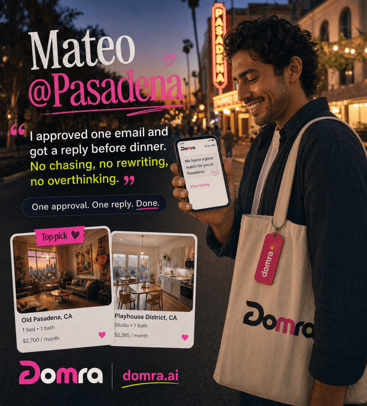 Mateo approving a rental inquiry email